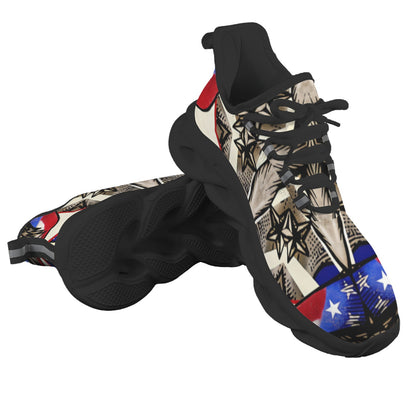 Men's Patriotic Star Kaleidoscope Pattern All-Over Print Twisted Sole Sneakers
