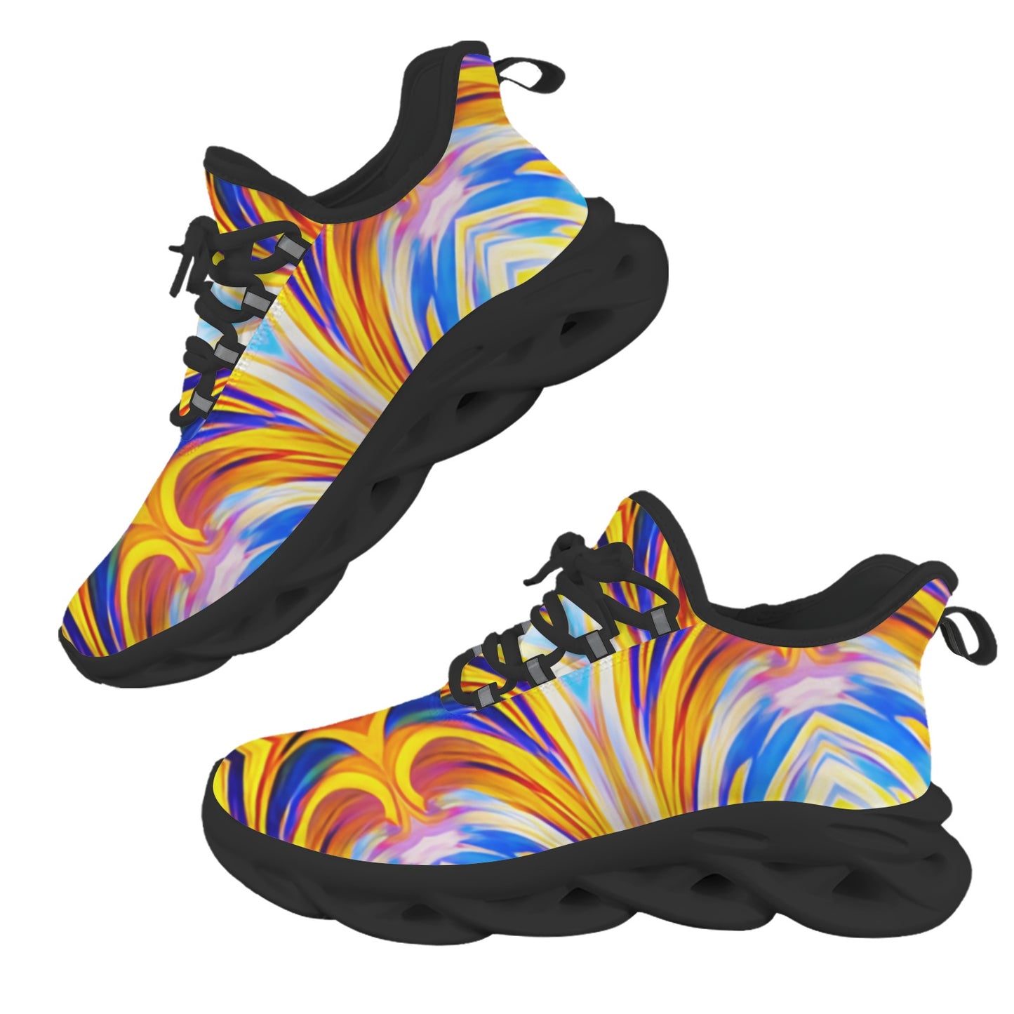 Women's Vibrant Abstract Art All-Over Print Twisted Sole Sneakers