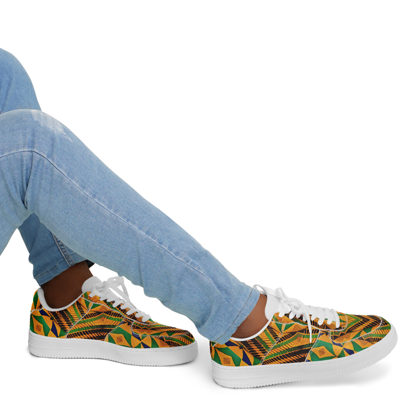 Men's Bold African Kente Inspired Pattern All-Over Print Core Low Shoes